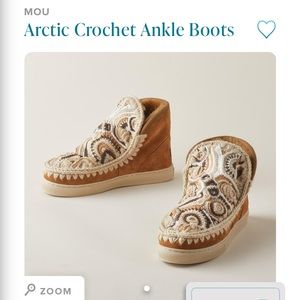 Mou Arctic Crochet Ankle Boots, size 38/8.5